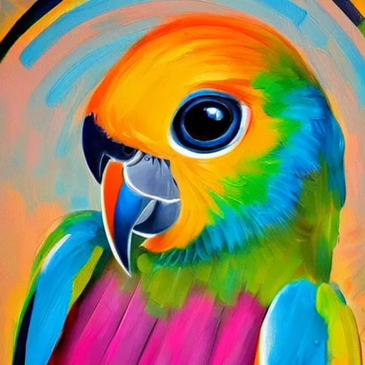 Image similar to beautiful acrylic painting of an adorable parrot, by jeremiah ketner, 8k hq trending on artstation