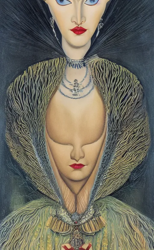 Image similar to a Hungarian portrait of a Queen, by Marcel Jankowicz, by Kay Nielsen,, by Georgia o Keeffe, trending on artstation , winner,dark fantasy, tonalism