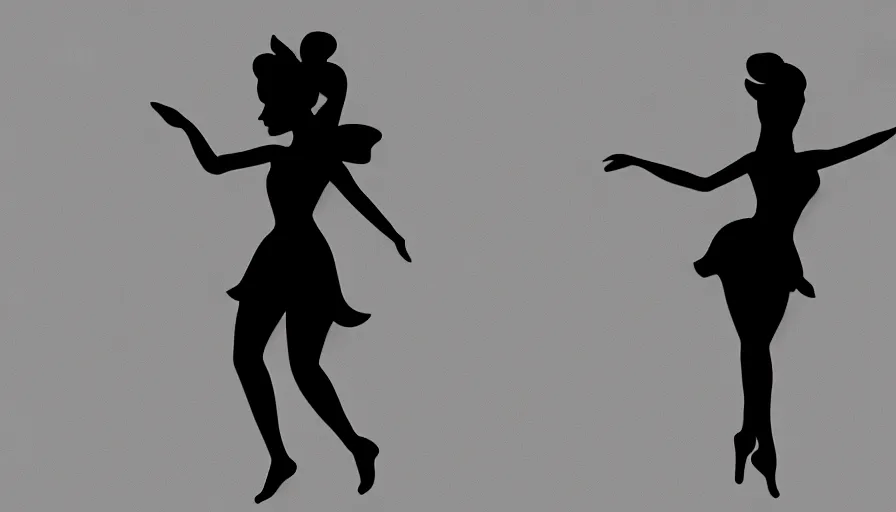 Prompt: flat black vector silhouette of a fairy, pure white background, 4 k resolution