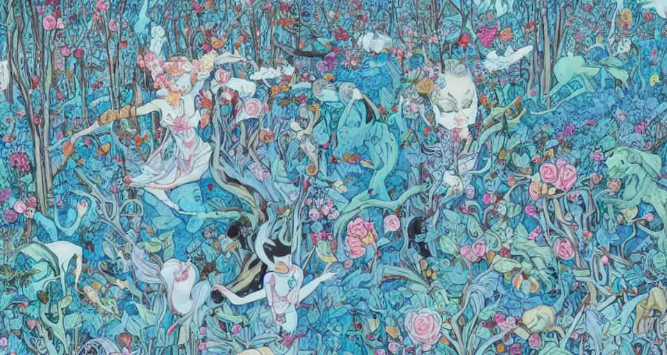 Prompt: Enchanted and magic forest, by james jean,