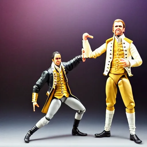 Prompt: action figure new in box from the broadway musical hamilton, studio lighting, ebay listing, product photography