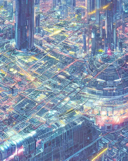 Image similar to a map for a sci - fi city, aerial view, art by makoto shinkai and alan bean, yukito kishiro