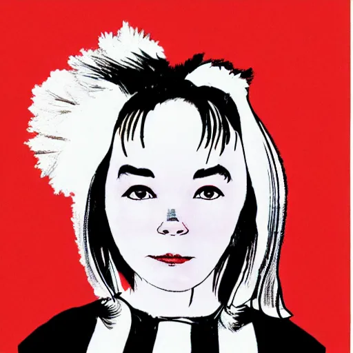 Prompt: bjork, portrait, by guido crepax