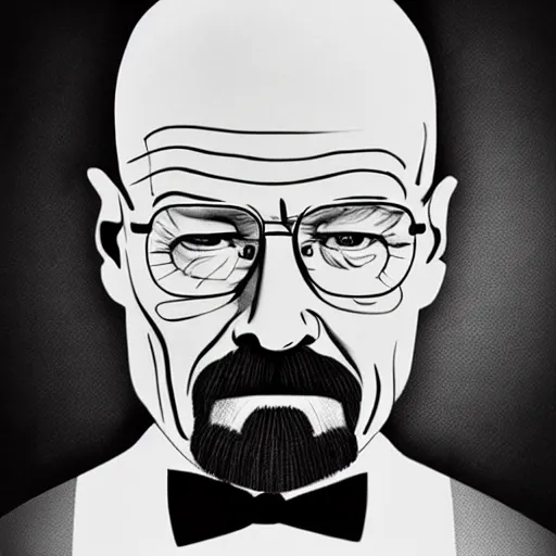 Image similar to Walter White wearing a tuxedo and top hat