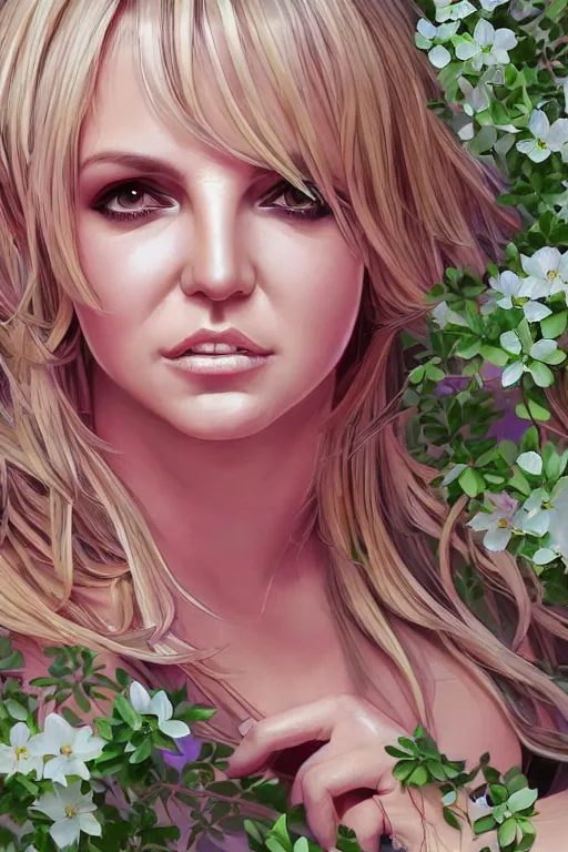 Prompt: hyperdetailed britney spears with sakura trees, cinematic highly detailed artstation hyperstylized illustrated by moebius and yoshitaka amano