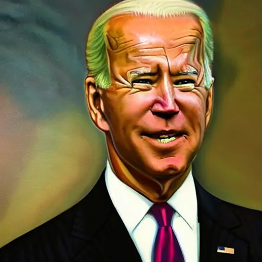 Prompt: oil painting of joe biden with a broadsword