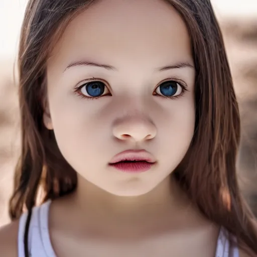 Image similar to photograph of girl with big forehead with square face and small bird beak lips and small round nose and dark black, high detail 8k,