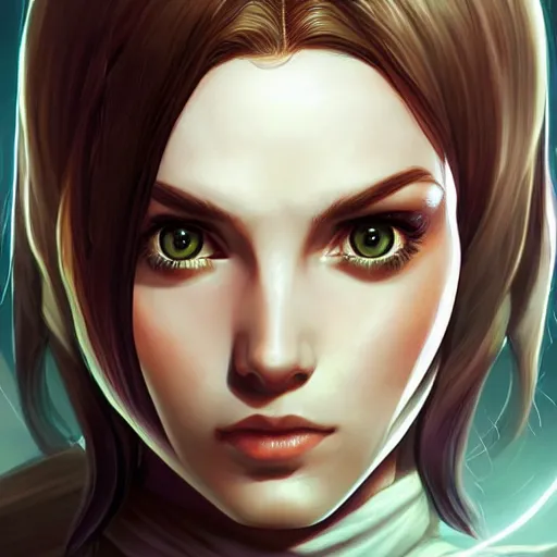 Image similar to female jedi, beautiful and uniquely odd looking, detailed symmetrical close up portrait, intricate complexity, in the style of artgerm and ilya kuvshinov, magic the gathering, star wars art