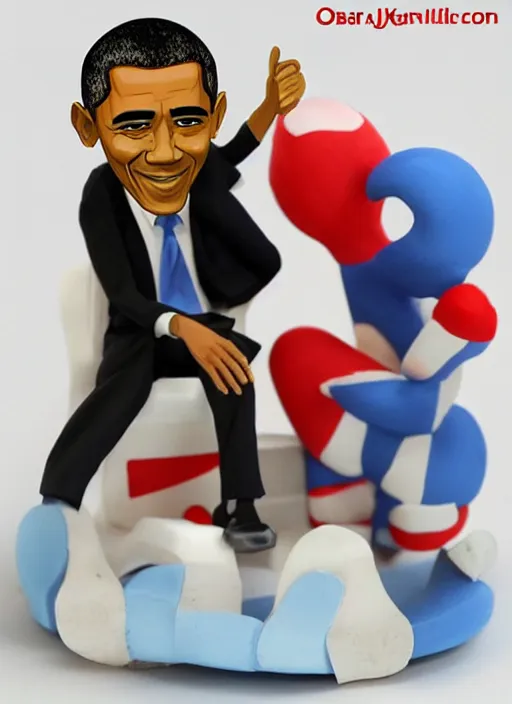 Prompt: barack obama as a cute cartoon character, 3 d clay figure, kawaii