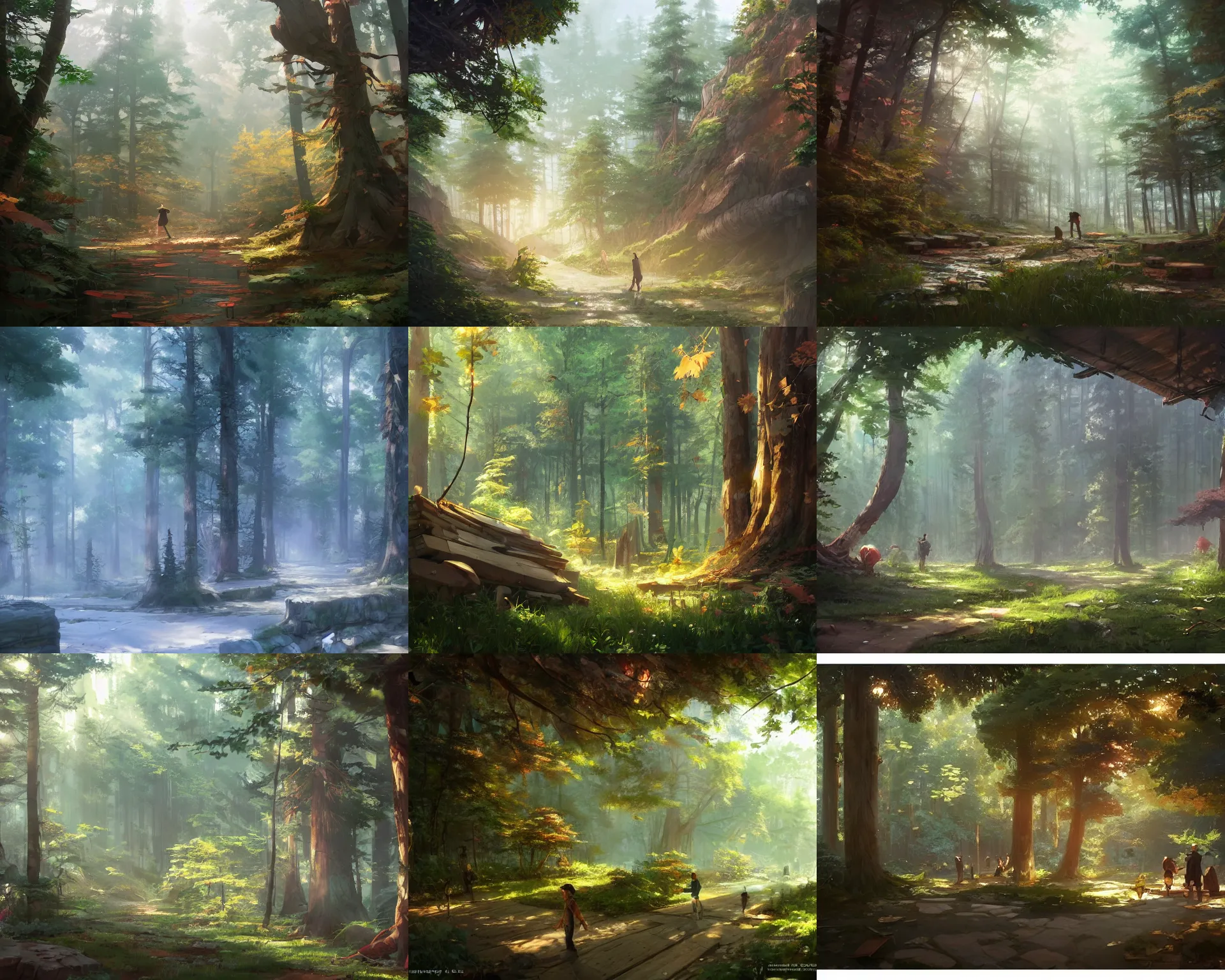 Prompt: A forest carpentry shop game background. By Makoto Shinkai, Stanley Artgerm Lau, WLOP, Rossdraws, James Jean, Andrei Riabovitchev, Marc Simonetti, krenz cushart, Sakimichan, trending on ArtStation, digital art.