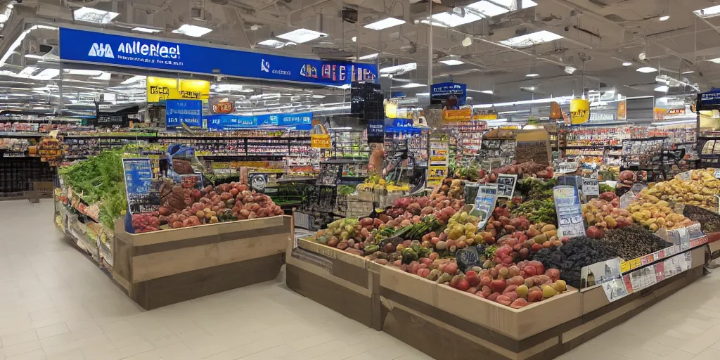 Image similar to mars rover inside albert heijn super market