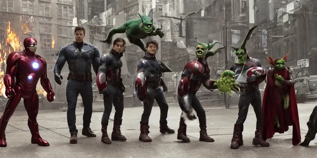Image similar to frame from 2012 the avengers gremlins