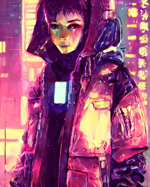 Image similar to detailed portrait neon operator girl, cyberpunk futuristic, neon, reflective puffy coat, decorated with traditional japanese by ismail inceoglu dragan bibin hans thoma greg rutkowski alexandros pyromallis nekro rene margitte, illustrated, perfect face, fine details, realistic shaded, fine - face, pretty face