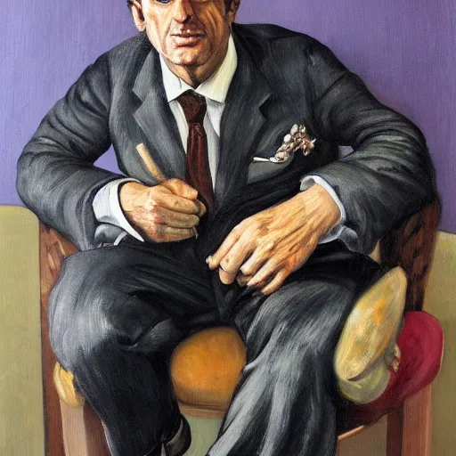 Image similar to portrait of luis figo, painting by paula rego, high detail, high resolution