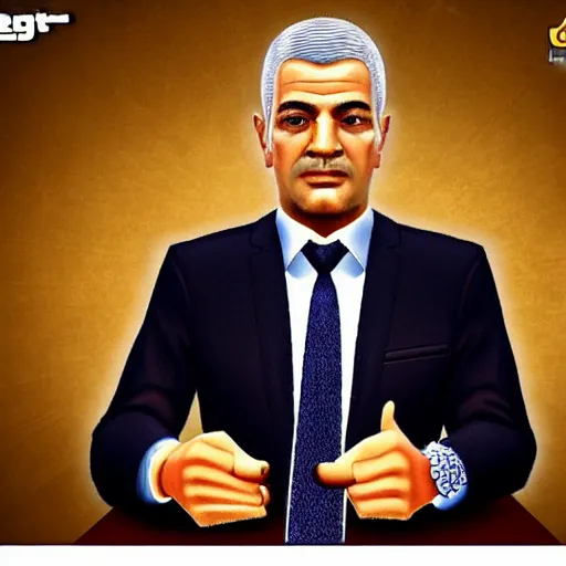 Image similar to Member of the Israeli Knesset Mansour Abbas GTA 5 loading screen, illustration