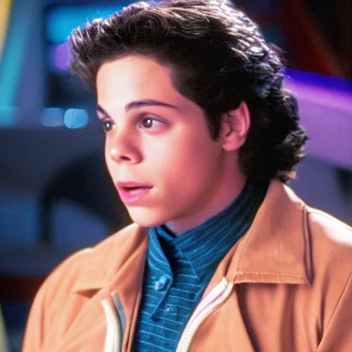 Prompt: young jake t. austin from wizards of waverly place, playing dabo in quark's bar on deep space nine, 3 5 mm photography, highly detailed, cinematic lighting, 4 k