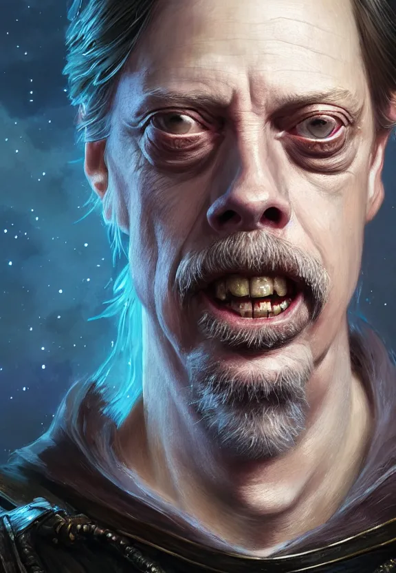 Prompt: highly detailed close up portrait of steve buscemi as a fantasy cleric surrounded by magic, in skyrim, stephen bliss, unreal engine, fantasy art by greg rutkowski, loish, rhads, ferdinand knab, makoto shinkai and lois van baarle, ilya kuvshinov, rossdraws, tom bagshaw, global illumination, radiant light, detailed and intricate environment