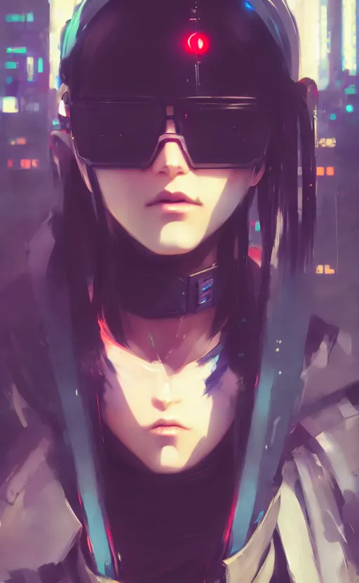 Image similar to cyberpunk anime girl, cyberpunk accessory, 3 / 4 shot, street night, beautiful face, grafity, arcane, detail, good face, pose model, concept art, in style of yoji shinkawa, pan ren wei, col price, atey ghailan, by greg rutkowski, aesthetic, digital painting, 3 d