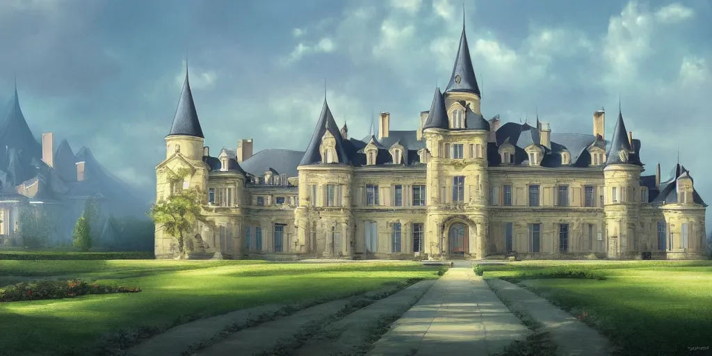 Prompt: a beautiful matte painting of chateau, magic realism, detailed arts