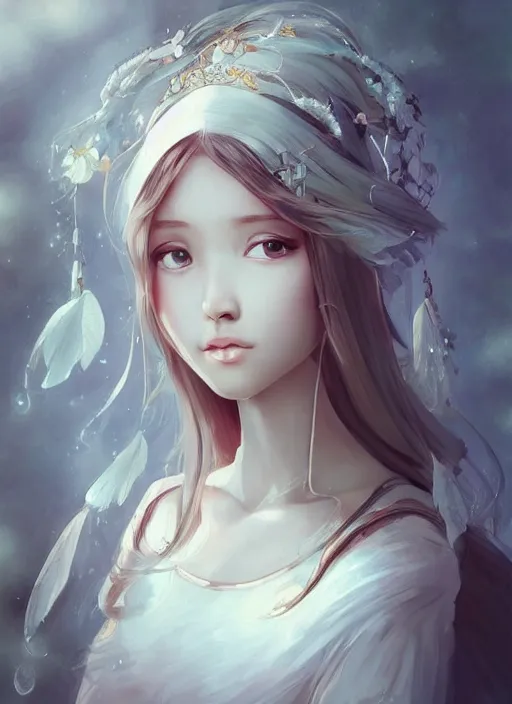 Prompt: “ beautiful adorable oriental princess, youthful attractive, white clothes, grace, flowing hair, muted colors, symmetrical face portrait, artstation, cgsociety, character concept art, highly detailed ”