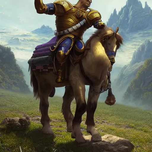 Image similar to shrek bare chested as a glorious devout shining powerful epic amazing awesome very handsome attractive muscular stylish knight in shining golden armor riding donkey, fantasy art, highly detailed, photorealistic, octane render, 8 k, unreal engine, art by artgerm and greg rutkowski and alphonse mucha