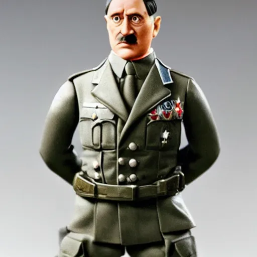 Prompt: photo of adolf hitler as an articulated action figure, plastic, mattel, depth of field