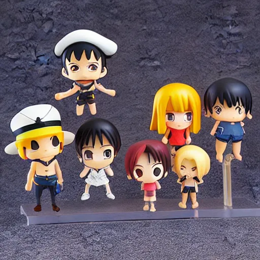 Image similar to high quality portrait flat matte painting of one piece in the style of nendoroid and Toon toys , flat anime style, thick painting, medium close-up