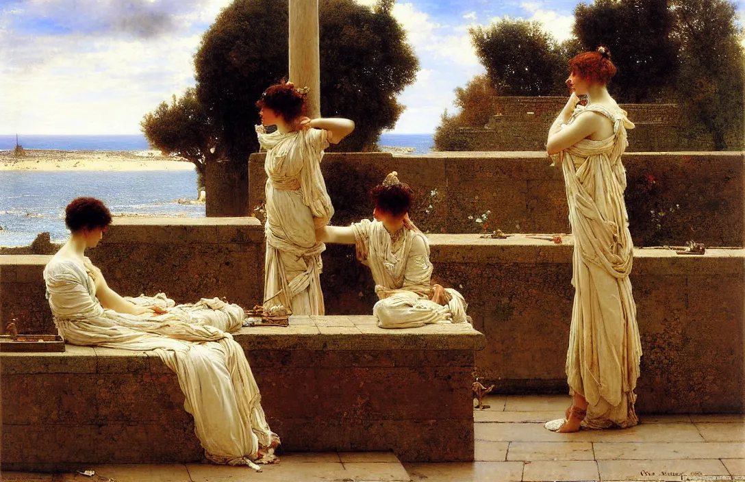 Image similar to combine two traditional themes the horizon dissolves in mists gun camera footage painting by claude gellee painting by sir lawrence alma - tadema