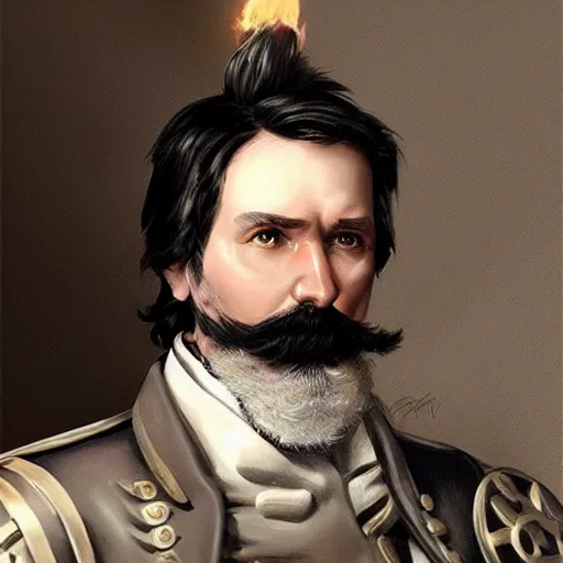 Image similar to a confederate general with puffy black sideburns, dnd character art, painting by artgerm and ed binkley