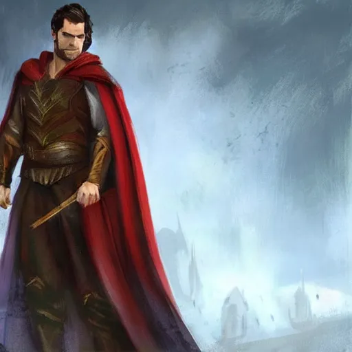 Prompt: henry cavill as a fantasy mage, art by alexey gogin