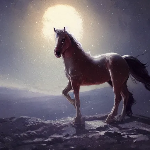 Image similar to horse on the moon by greg rutkowski