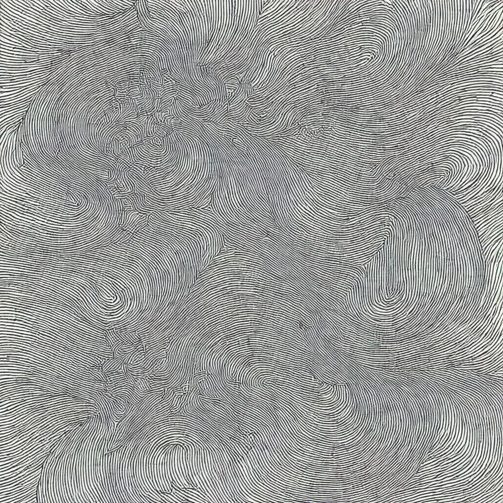 Image similar to a black and white generative line - art drawing. math - art, micron, rapidograph, mathematical, algorithm, plotter, procedural code, ink, formulas, clean lines, flowing