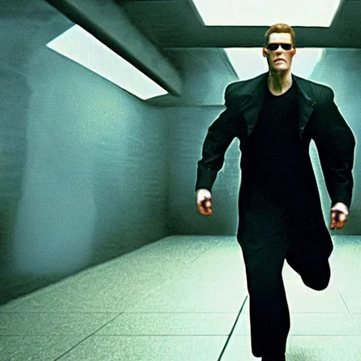 Image similar to Live Action Still of Jerma in The Matrix, real life, hyperrealistic, ultra realistic, realistic, highly detailed, epic, HD quality, 8k resolution, body and headshot, film still