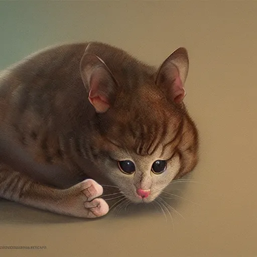 Prompt: hybrid of mouse and cat, half cat - half mouse, digital art, photo realistic, highly detailed, art by george stubbs, anton fadeev, james gurney, ilya kuvshinov