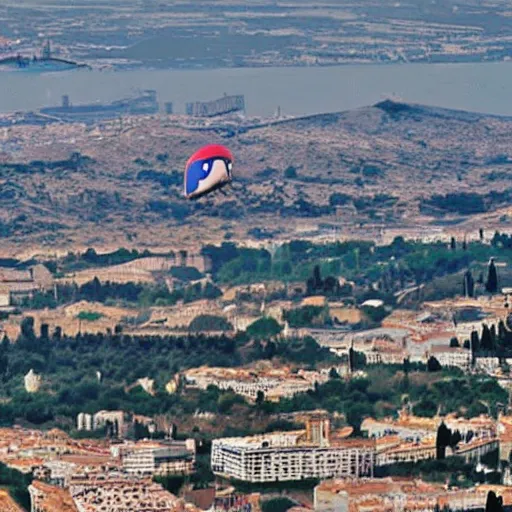 Prompt: a blimp in pain over Spain