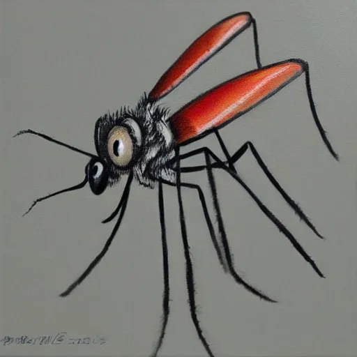 Image similar to a high quality painting of a mosquito trending on art station