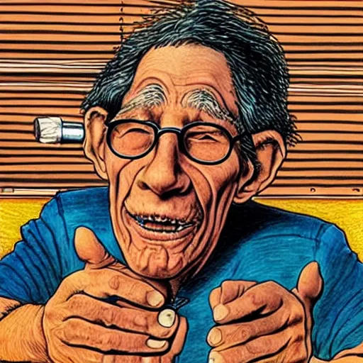 Image similar to The Artwork of R. Crumb and his Cheap Suit Maury Povich tells you to have more relations, pencil and colored marker artwork, trailer-trash lifestyle