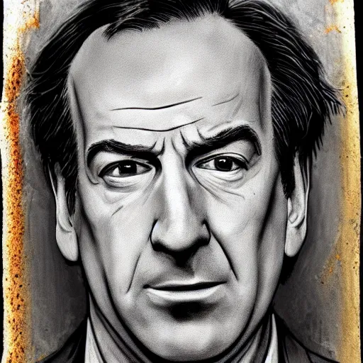 Image similar to a low resolution messy colorized mugshot of saul goodman, grainy, messy, grunged up, low resolution, low quality, realistic, hyperrealistic, 8 k resolution, hd quality, detailed, very detailed, highly detailed, intricate details, trending on artstation, colored, colorized