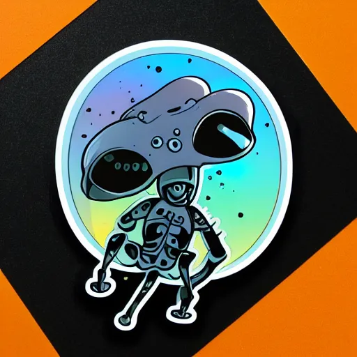 Prompt: Reddit Alien, sticker illustration