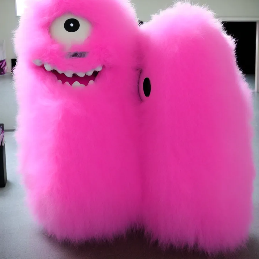 Image similar to fluffy pink toilet monster