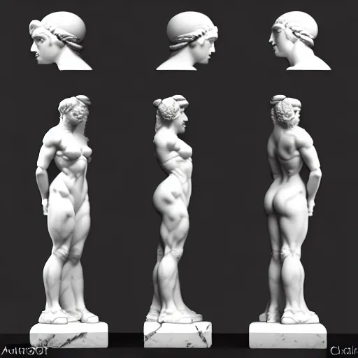 Image similar to 3 d sci - fi cgartist ambient occlusion rendering of a hyper realistic marble greek statuary product photo white backdrop high key lighting by chris moore, by edward hopper, by col price, trending on artstation