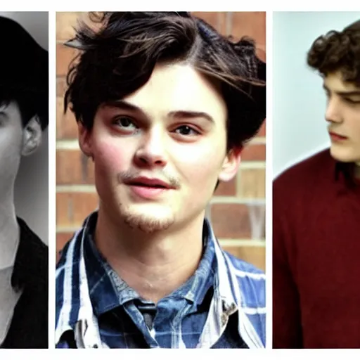 Prompt: character mix of Gilbert Blythe and johnny deep as college students