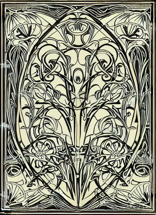 Image similar to art nouveau ornament symbolique pimpernel traditional oriental geometrical borders for design stock vector, painting