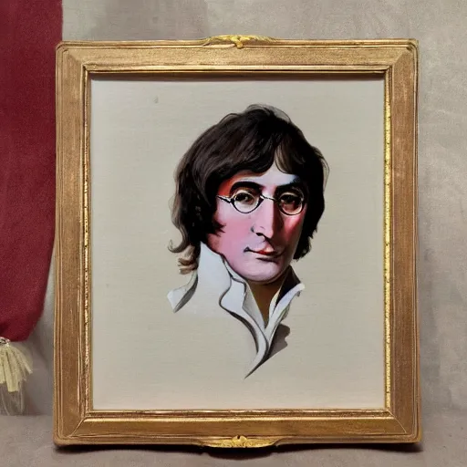Image similar to regency era painting of a young john lennon in the style of henry pierce bone
