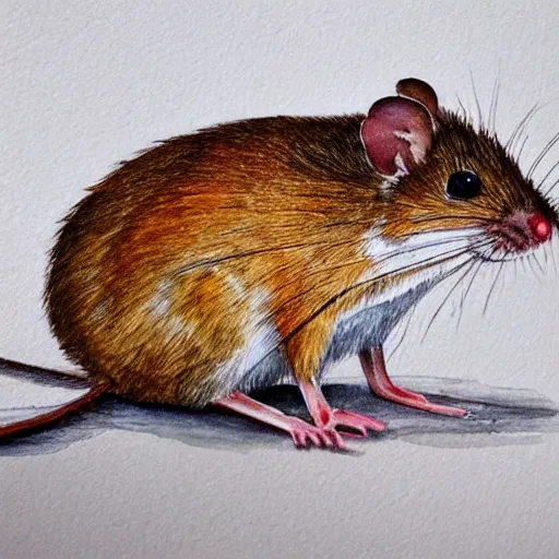 Prompt: water color on paper, wood mouse, highly detailed, artstation, masterpiece, award - winning,