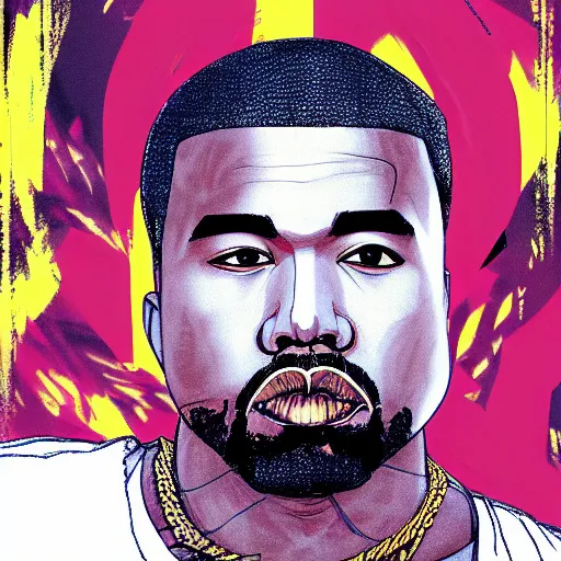 Image similar to anime key visual of rapper Kanye west, pixiv, portrait