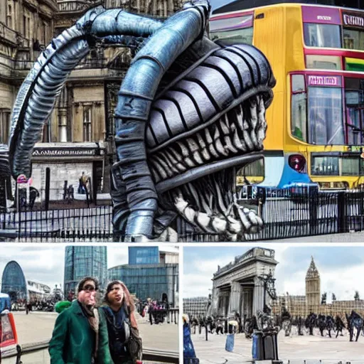 Prompt: aliens invade london