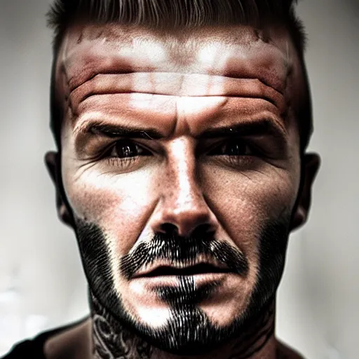 Prompt: injecting milk, heroin addict, david beckham, dark, gritty realistic,