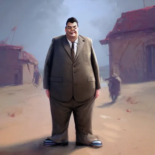 Image similar to big chungus as mr. bean painted by greg rutkowski