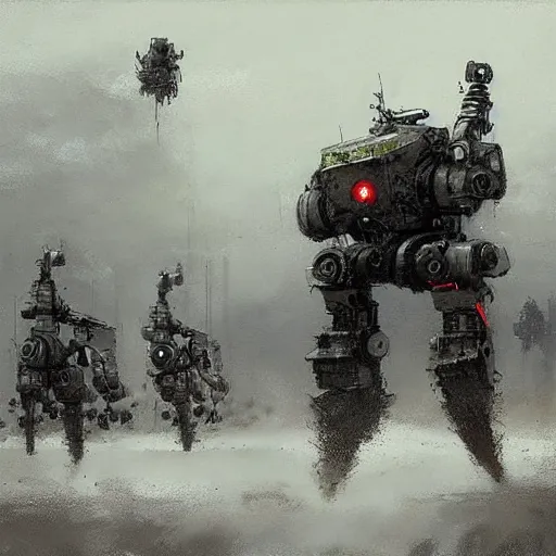 Image similar to mech art by jakub rozalski